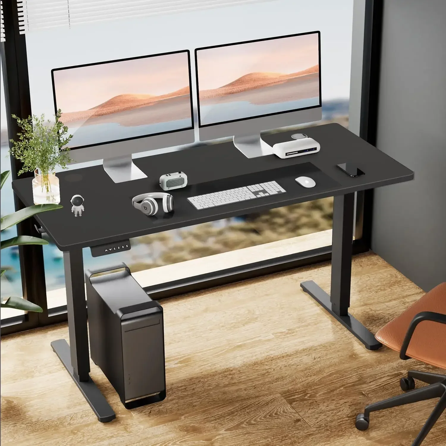 

Adjustable Height Electric Sit Stand Up Down Computer Table,48x24 Inch Ergonomic Rising Desks for Work Office Home Black