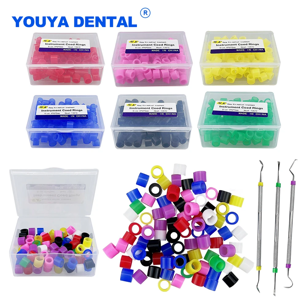100PcsboxDentalColorCodeRingsPlasticIdentificationCircle