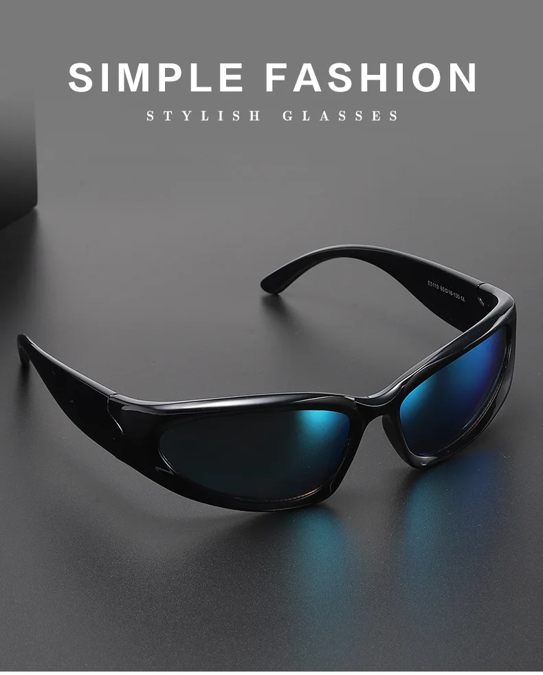 milramtob Y2K Wrap Around Fashion Sunglasses Silver Oval Shades Sports Sun  Glasses Cyber Aesthetic Eyewear for Women Men