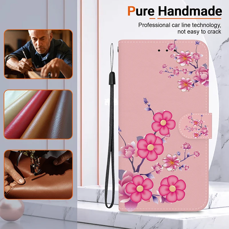 Elegant Stand Flip Wallet Case with Artistic Patterns