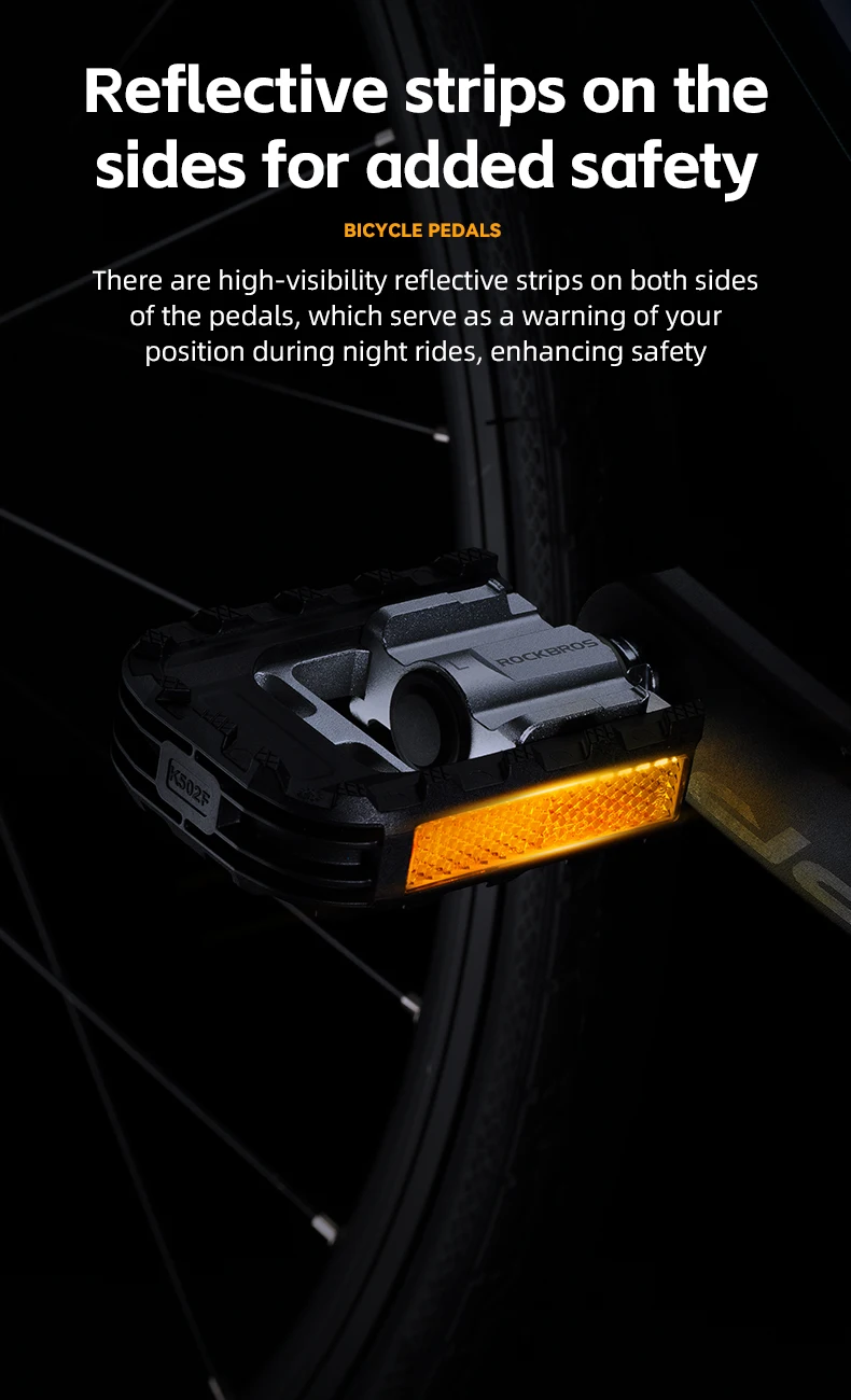ROCKBROS Faltbare Fahrradpedale MTB-Pedale Aluminium Rutschfeste Faltbare Pedale Selbstschmierende Lager Reflektierende Pedale – Detail 12