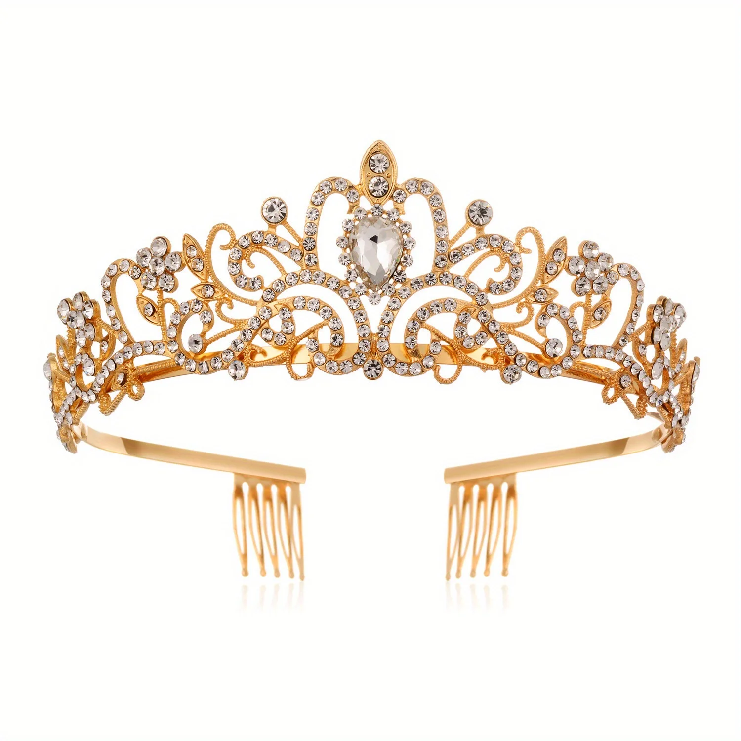 Hochzeit Haar Tiara Kristall Braut Tiara Krone mit Kamm Strass Abschluss ball Diadem Diademe und Kronen Braut Hochzeit Haarschmuck – Detail 5
