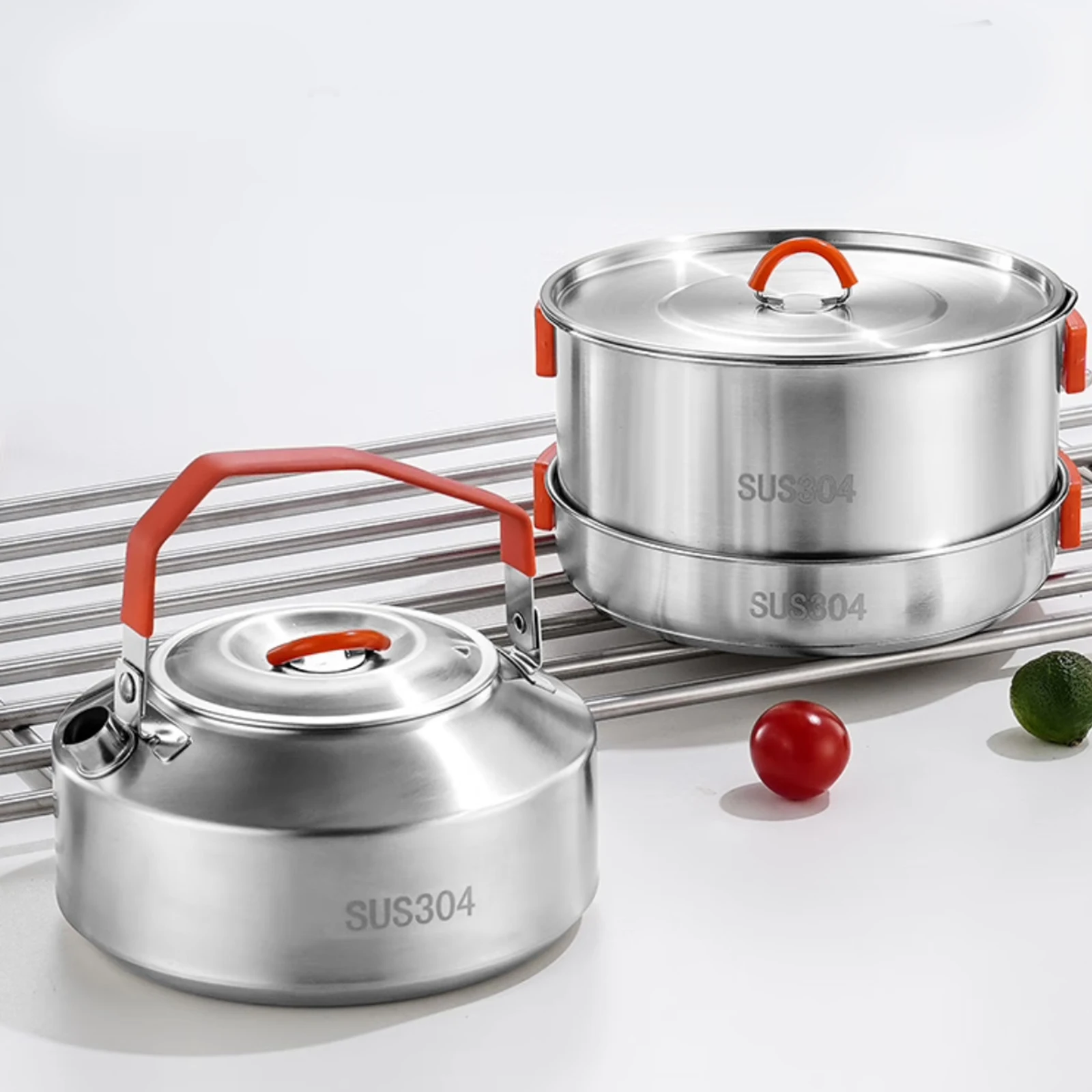 Camping Cookware Set 3Pcs/Set Durable Lightweight for Campfire Camping Pot and Pan for Camp Backpacking Hiking Picnic Equipment