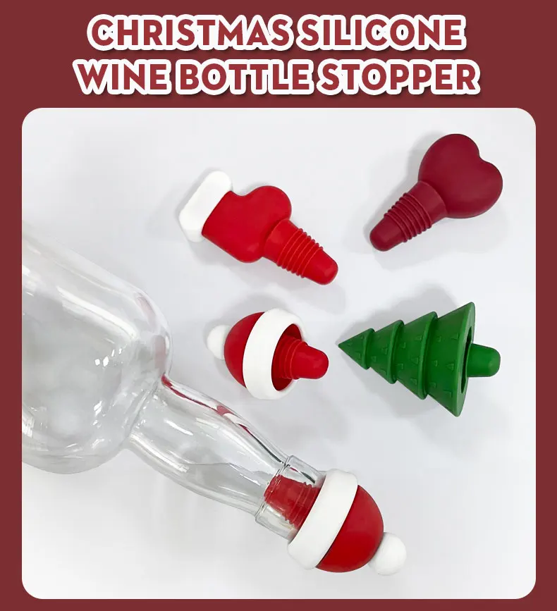 Christmas Silicone Wine Bottle Stopper Set 2