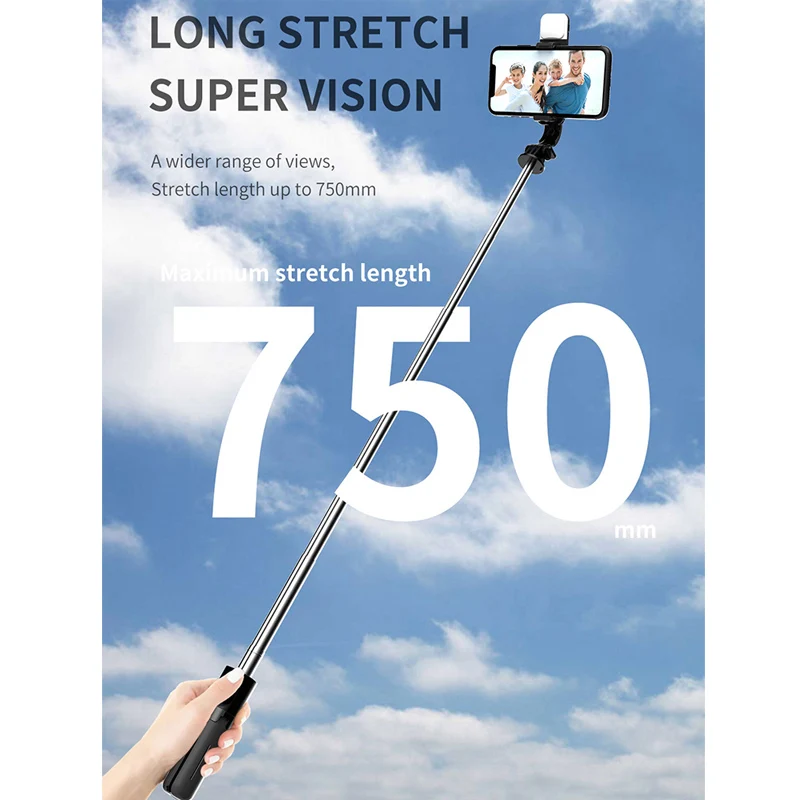 Portable Selfie Stick With Fill Light Tripod Stand Mini Phone