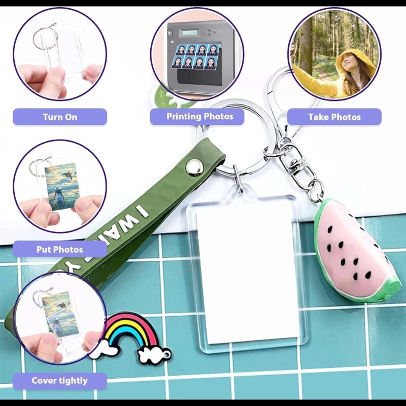 

Set of 40 Acrylic Key Rings Customizable Keychains Picture Frame Pendant Keyring