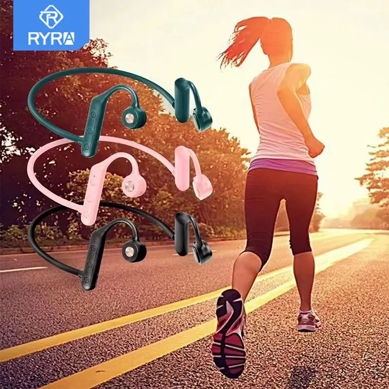 

RYRA Bone Conduction Bluetooth Earphones Wireless Headphones Sports IPX5 Waterproof Wireless Bluetooth Headset Ear Hook With Mic