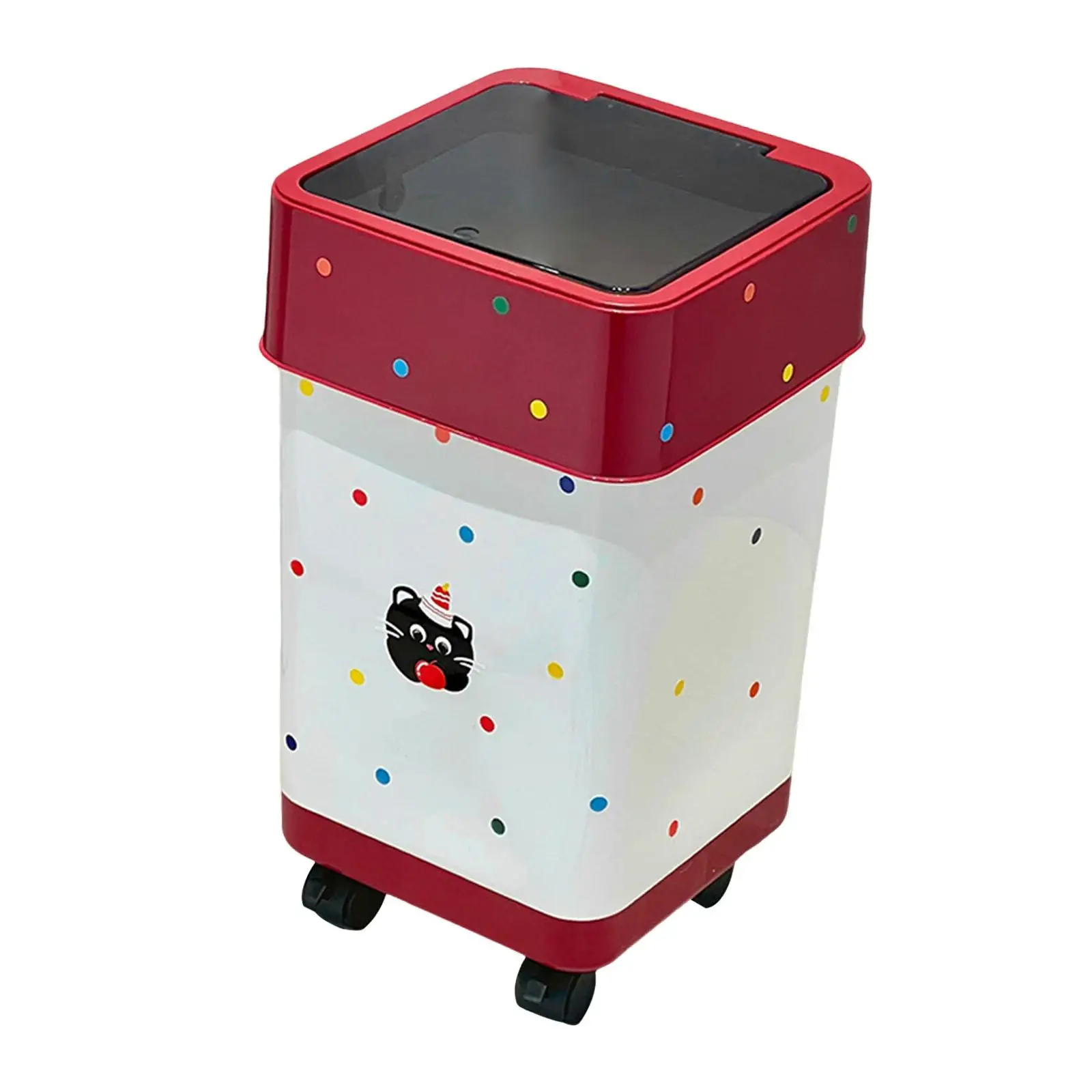 Kitchen Trash Can with Wheels,Cute,Press Lid Trash Bin,Waste Basket,Rolling Garbage Can on Wheels,for Bathroom,Living Room