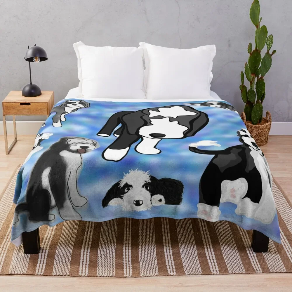 

Sheepadoodle Friends! Throw Blanket blankets ands bed plaid Soft Plush Plaid Blankets