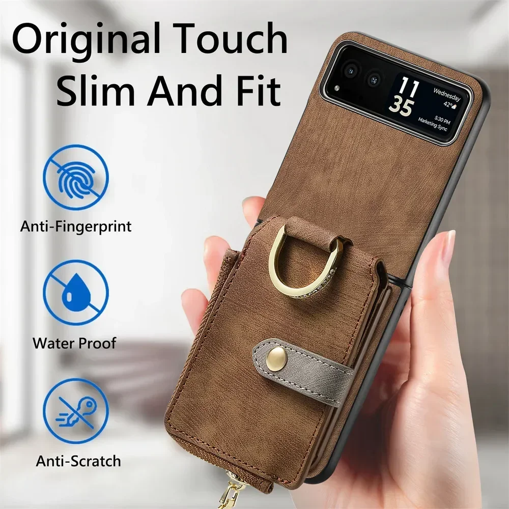 Luxury Leather Zipper Wallet Back Cover