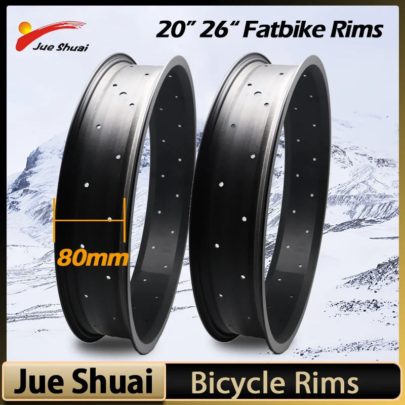 4.0 Fat Tire Electric Bike Rims 20" 26" 80mm Width 36 Holes Black Wide