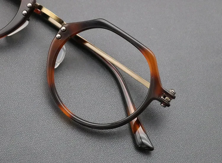 Japanische Vintage Polygon Acetat Titan Brille Rahmen Männer Frauen Retro Ultraleicht Marke Design Brillen Handgemachte Brillen Gafa – Detail 12