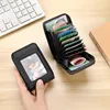 PU Credit Card Bag Multi Slot Card Holder Short Bank Card Cover Business Card Clip Zipper Vertical Handheld Bag for Women's Men' 3