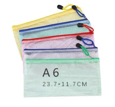 Versatile Mesh Zipper Pouch Set - 7-Piece Stationery and Document Organizer Collection