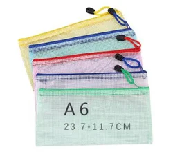 Versatile Mesh Zipper Pouch Set - 7-Piece Stationery and Document Organizer Collection (5pcs A6 random color)
