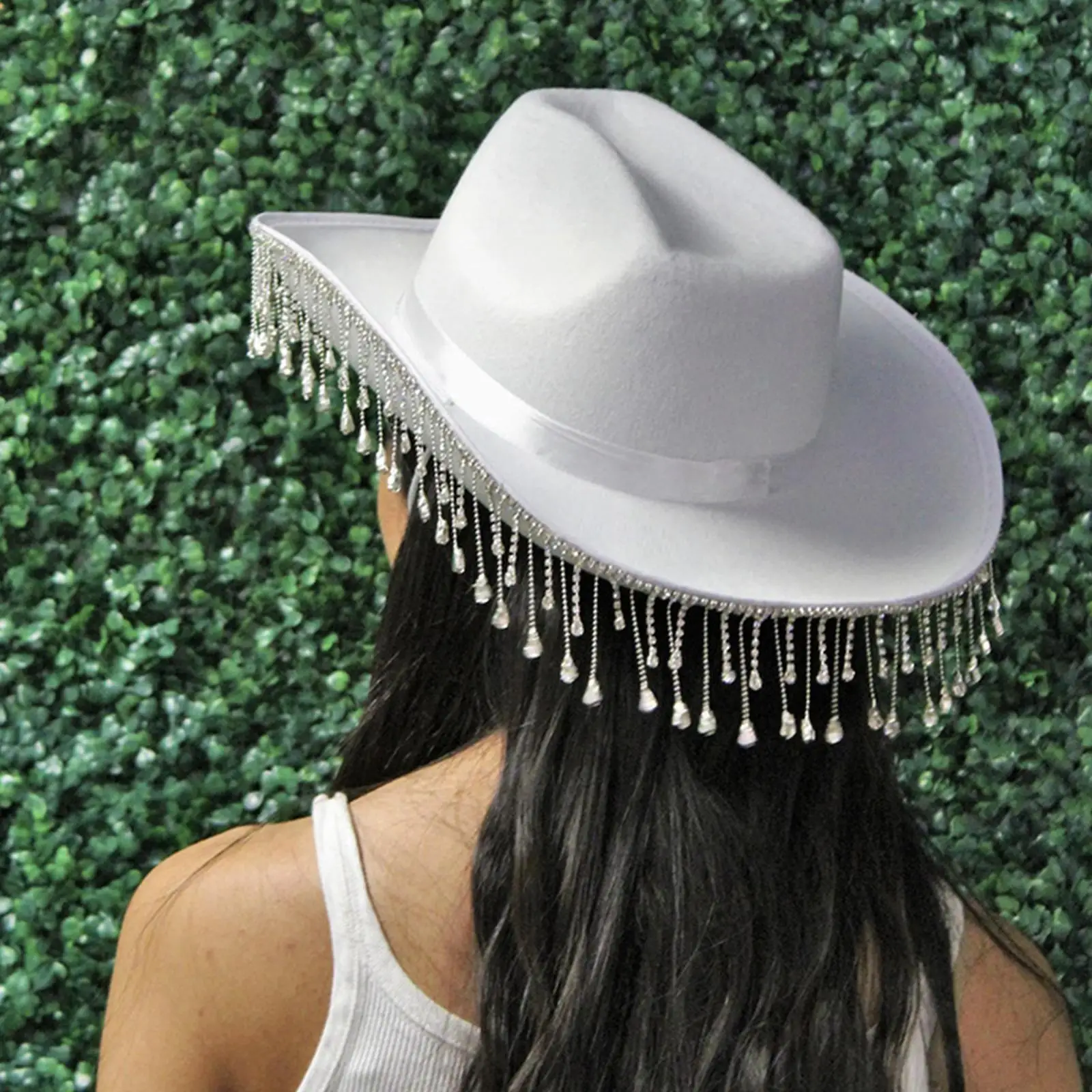 cowboy hats cowgirl hats White Bride Crystal Cowgirl Hat Cowboy Hat Party Favor for Women Adult
