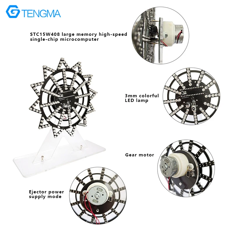 Electronic Kit Colorful Cool Animation LED Electric Rotating Ferris Wheel Components DIY Welding Assembly Parts