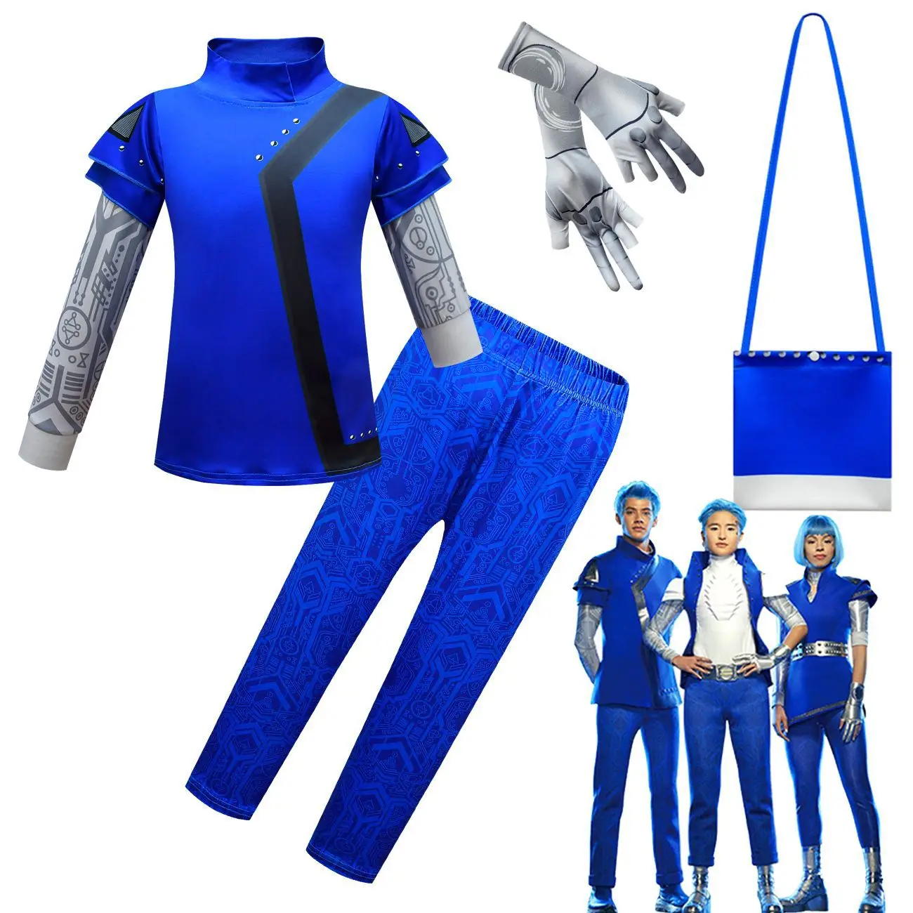 

Kids Zombie 3 alien Cosplay Costume with Gloves Boys Girls Party Bodysuit Cheerleading Halloween Carnival Fancy Dress 4piece set