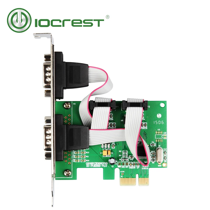 IOCREST PCI Express 2 Ports Serial RS232 Com db9 Controller Card PCI-e 1.0 x 1 WCH382 Chip with Low Profile Bracket