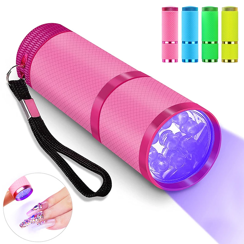 9LED UV Flashlight Portable Nails Light Manicure Nail Oil Quick-drying Torch for Detect Banknotes Pet stains Fluorescent agents