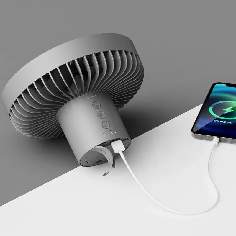 Rechargeable Desk Fan Portable Multifunction Electric USB Desk Tripod Stand Air Cooling Fan With Night Light Outdoor Camping Fan