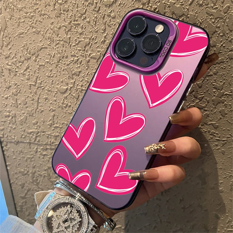 thumbnail image 1 of Funda de lujo con diseño de corazón de amor y electrochapado en plata IMD para iPhone 15, 14, 16 Pro Max Plus, 11, 12, 13 Pro, 7, 8 Plus, X, XR, carcasa trasera a prueba de golpes, 1 of 5