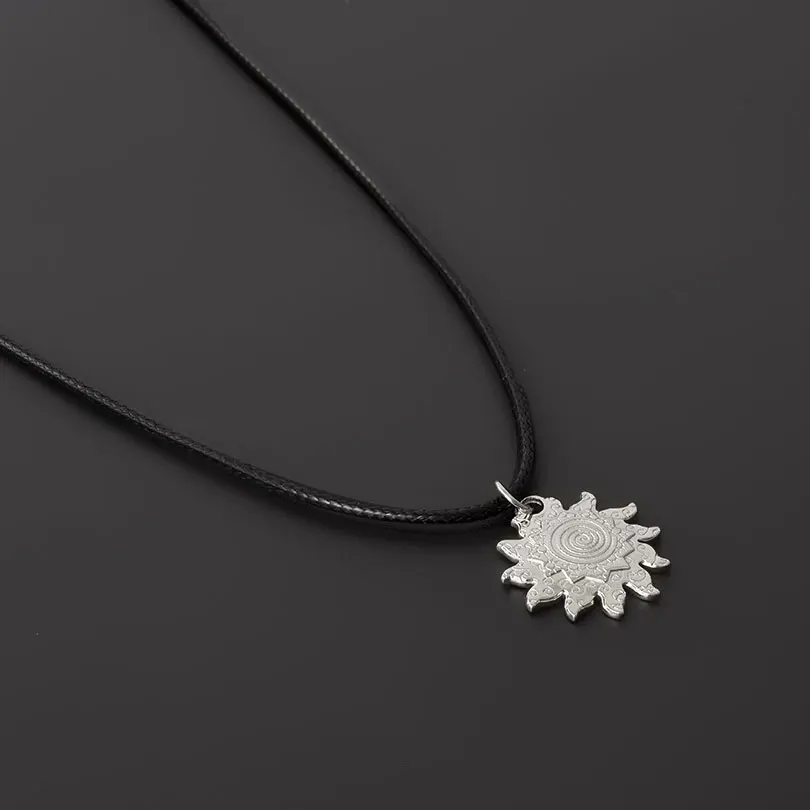 Vintage Silber Farbe Le Soleil Anhänger Halskette Leder kette am Hals Edelstahl Sonnen ketten für Frauen Männer Schmuck – Detail 4