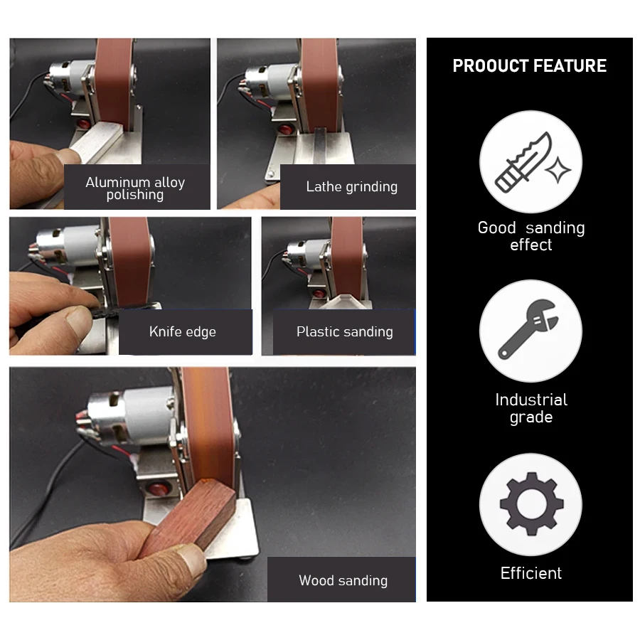 Belt Sander Polishing Grinding Machine DIY Mini Electric Belt Machine 220V/110V Waterproof 7 Speed Control