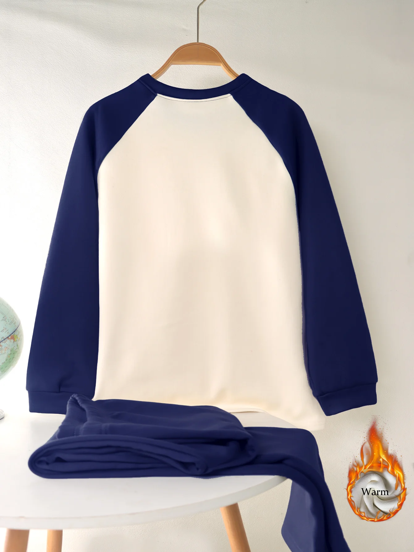 Adolescent Automne Hiver chaud sous-v&ecirc;tements set arbre de No&euml;l imprim&eacute; manches longues doux en duvet hiver Undershirt pantalo