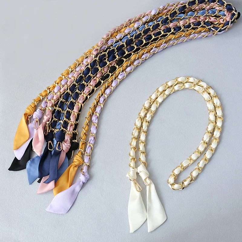 Neue Mode Frühjahr Frau Handtasche Zubehör Ketten Abnehmbare Lange Umhängetasche Solide Nette Seide Strap Frauen DIY Kette Tasche Griffe – Detail 4