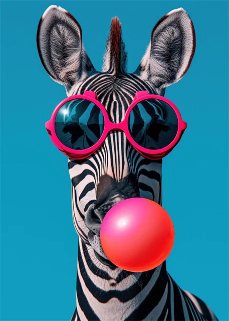 Vibrant Pink Bubblegum Animal Canvas Print - Cute Cartoon Wall Art