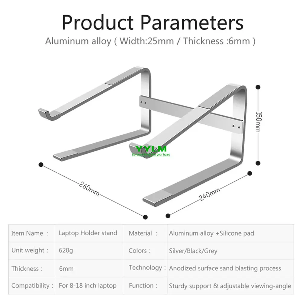 Aluminum Laptop Stand Notebook Riser Holder For Macbook Air 13 iPad Pro Dell HP Lenovo Xiaomi Computer Tablet Support Ordinateur