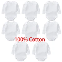 3/8PCS/LOT Long Sleeved Baby Bodysuits 100% Cotton Solid White Newborn Baby Boy Girl Rompers Infant Jumpsuit Ropa 0-12Month 1