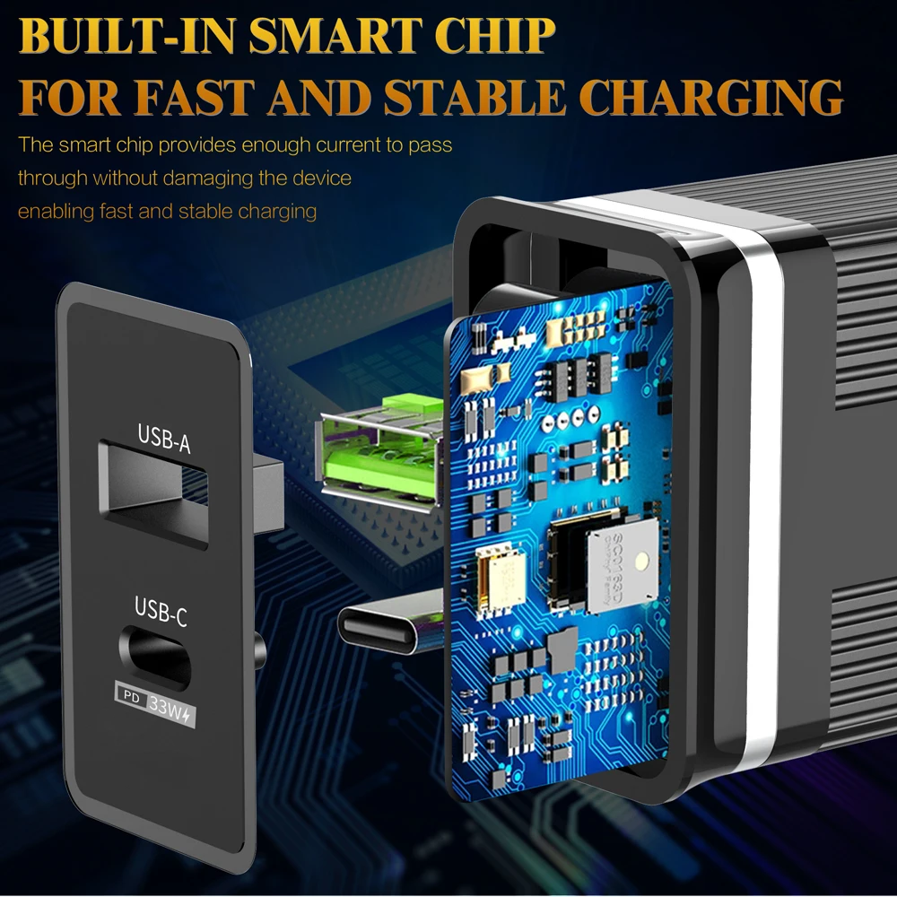 65W USB Fast Charger PD Type C Quick Charge Mobile Phone Charger For iPhone15 Xiaomi Samsung Huawei Power Adapter Travel Charger