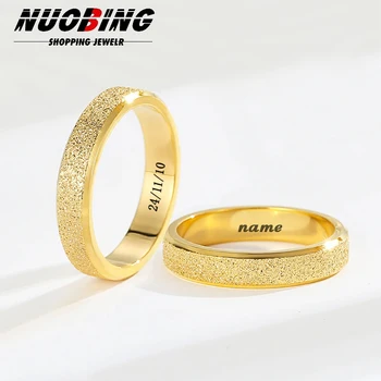Anelli da donna in acciaio inossidabile semplice alla moda, larghezza 6 mm, dito dorato, coppia, regalo per feste per ragazza, gioielli di alta qualità
