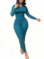 Women Clothing Long sleeves  and Leggings Set Exercise wear 2 Piece Set Women - Image 4
