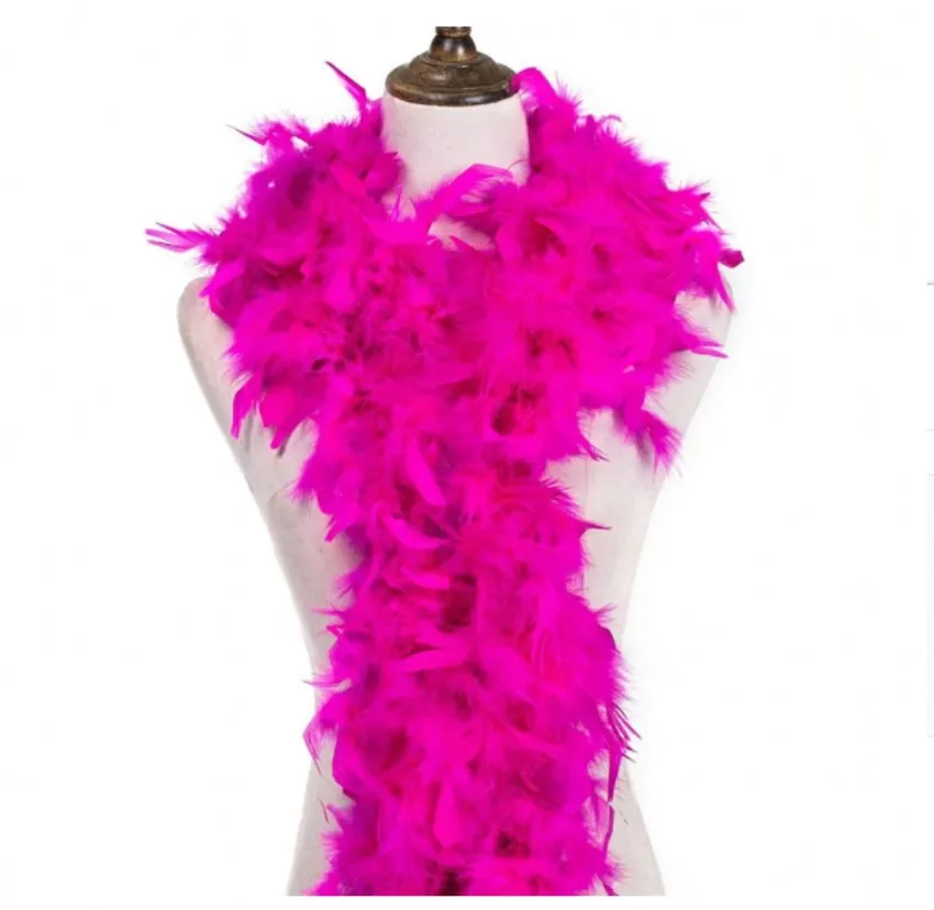 

2M High quality fluffy Rose red Turkey Feathers boa About 40gram DIY decor pheasant feathers for crafts Wedding car plumes