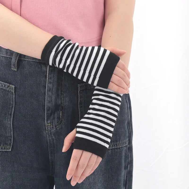 Anime Women Short Fingerless Gloves Cosplay Mitten Unisex Oversleeve Arm Warmer Men's Fashion Warm Cuff Gloves Cosplay Accessory