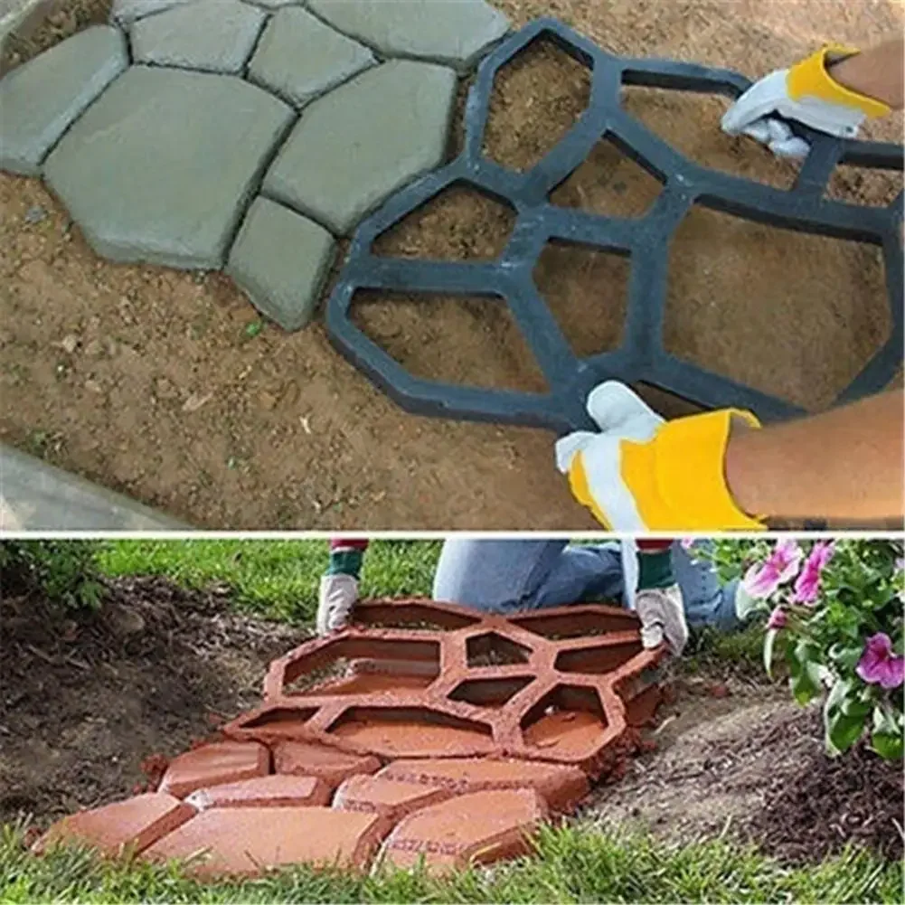 Garden Mold Walk Pavement Reusable DIY Manually Paving Cement Brick Stone Road Concrete Molds Manually Paving Garden Decoration