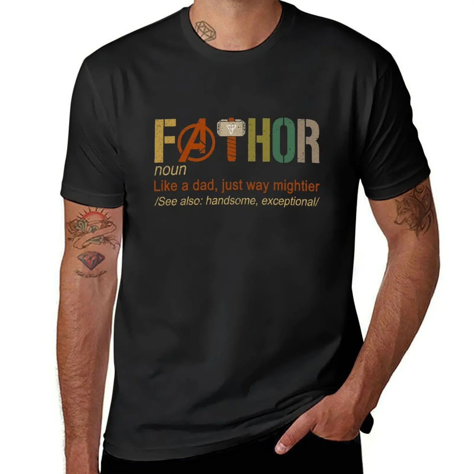 

Fa-Thor Like Dad Just Way Mightier Hero T-Shirt shirts graphic tees plus size tops summer tops oversizeds mens t shirt graphic