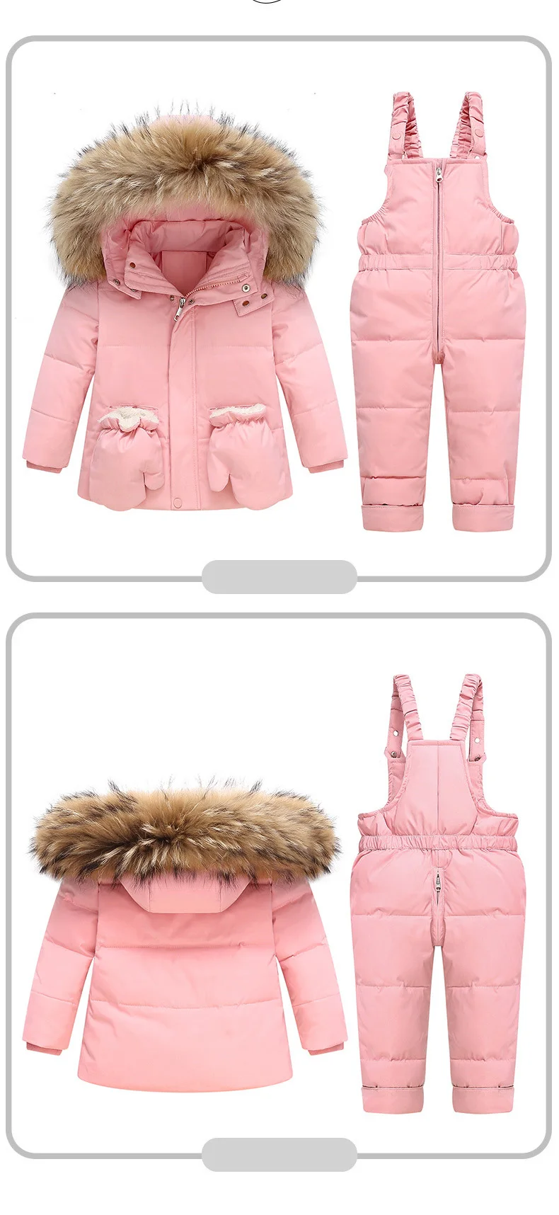 OLEKID 2025, Winter Kinder Mädchen Overalls Echt Waschbären Pelz Unten Jacke Für Mädchen Baby Mädchen Overall Kinder Mädchen Oberbekleidung Mantel – Detail 8