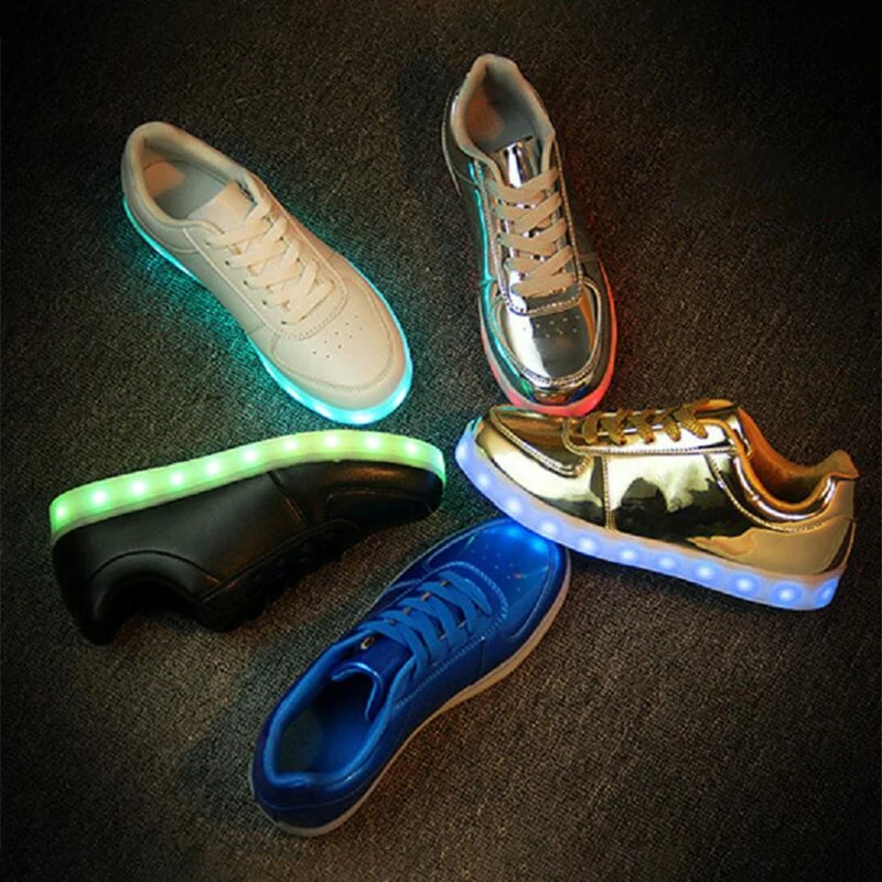 EUR 31-46 Luminous Sneakers USB Charge Led Children Shoes Boy Girl Men Women Glowing Tennis Kids Light up Shoes