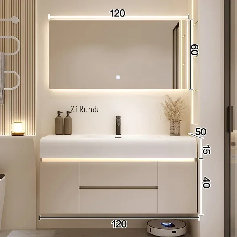 Nordic Cream Style Bathroom Cabinets Luxury Vanity with Sink Fog Removal Smart Mirror Cabinets Fashion Furniture Шкафы FYBC
