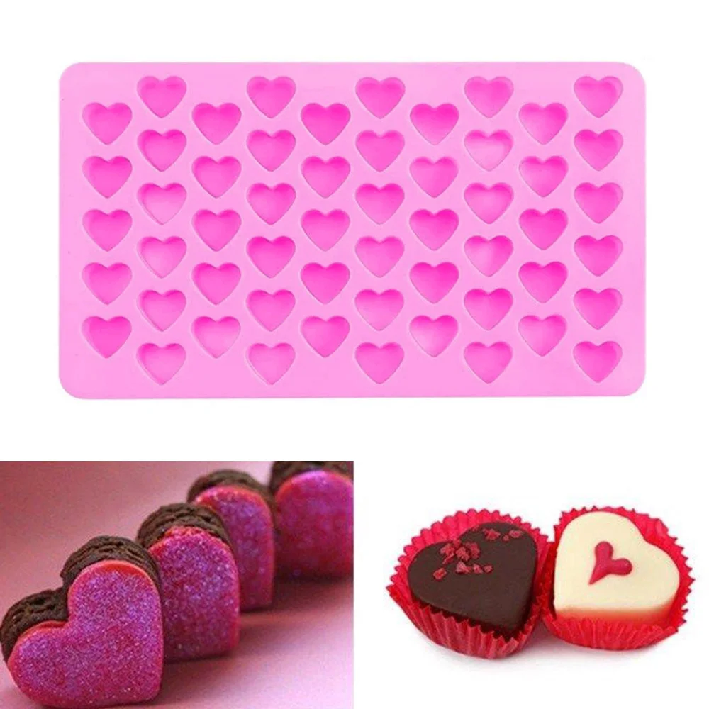 Silicone Chocolate Mold DIY Heart Shape Silicone Mold Reusable Candle  Chocolate Mold Valentine's Day Party Baking Mold 55 Grids - AliExpress