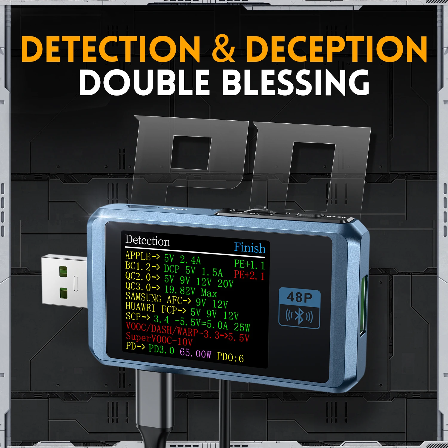 FNIRSI FNB48P USB 테스터 전압계 전류계 TYPE-C 고속 충전 감지 트리거 용량 리플 측정 CNC 금속 쉘 포함