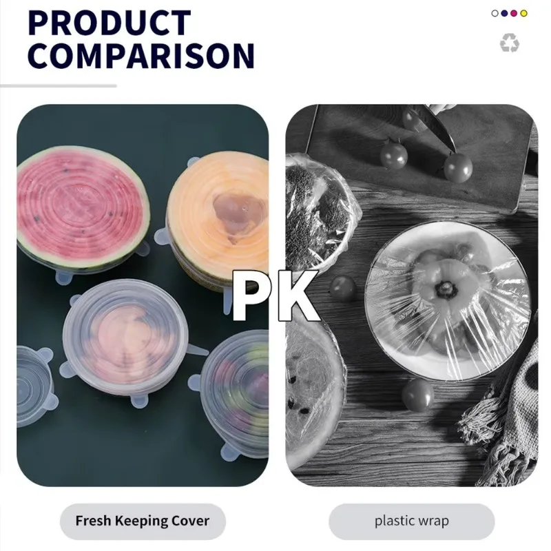 Food Cover Fresh Keeping Cover Microwave Cover Preservation Cover Bowl Cover 6 Pcs Microwave Food Covers Bowl Caps Elastic Silicone Lid Cap Silicone Cover Stretch Lids for Kitchen Universal Adaptable Lids