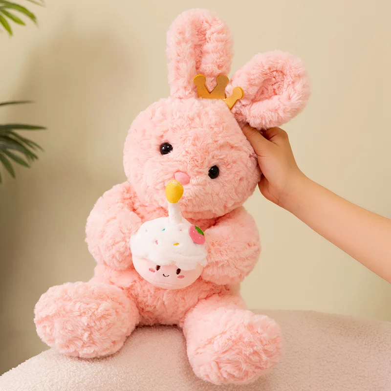 40CM Kawaii Cartoon Anime Singing Cake Bear Pink Rabbit Toys Dolls Children's Birthday Gifts High Quality Handmade Doll Pillow
