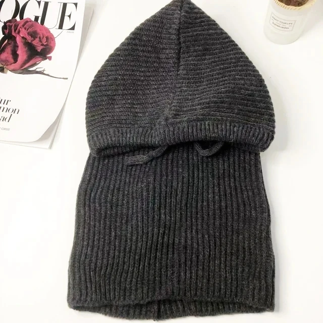 Women's Fashion Knitted Hooded Balaclava Shawl - Thick & Warm Winter Beanie