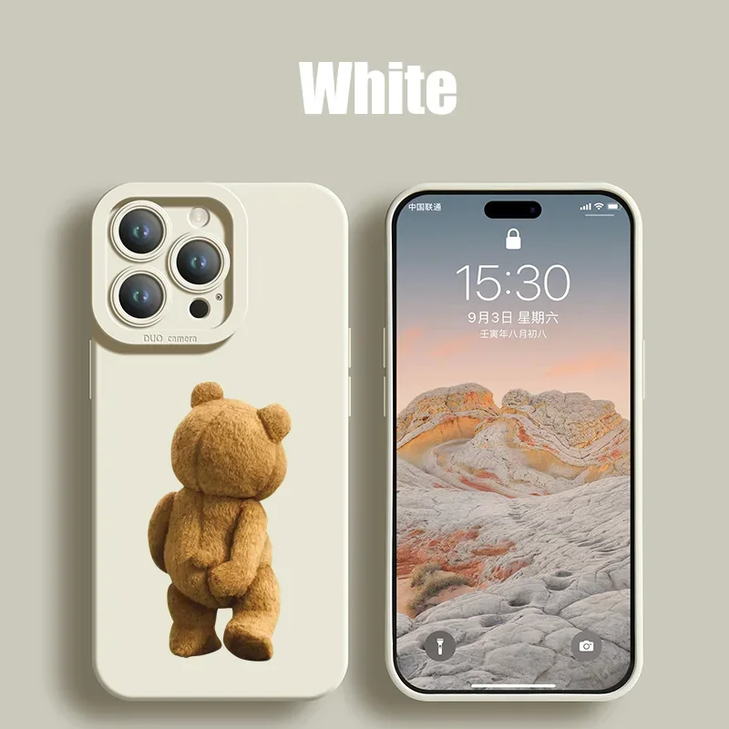 thumbnail image 1 of New Cartoon Teddy Bear Couple Phone Case For iPhone 15 Pro Max 11 12 Mini 13 14 Pro Max X XS XR 78 14 15Plus Soft Silicone Cover, 1 of 5