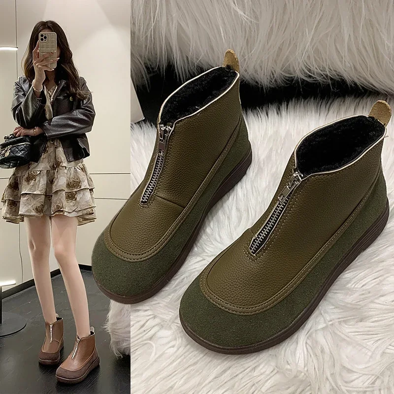 

Женские ботинки, распродажа 2023, женские кожаные ботинки высокого качества, ботинки на молнии, Нескользящие износостойкие модные ботинки